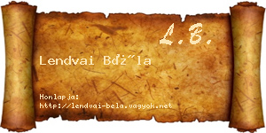 Lendvai Béla névjegykártya