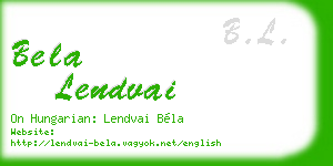 bela lendvai business card