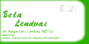 bela lendvai business card